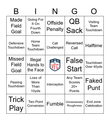 Super Sunday Bingo Card
