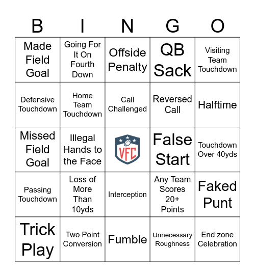 Super Sunday Bingo Card