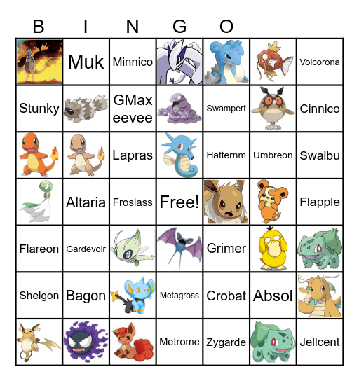 Pokemon Bingo Card