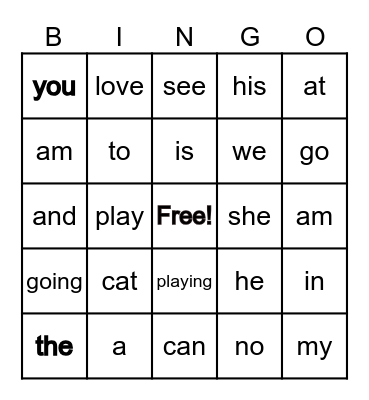 Name: Bingo Card