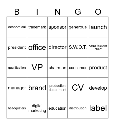 Business Vocabulary Bingo Card