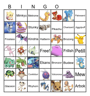 Pokemon Bingo Card