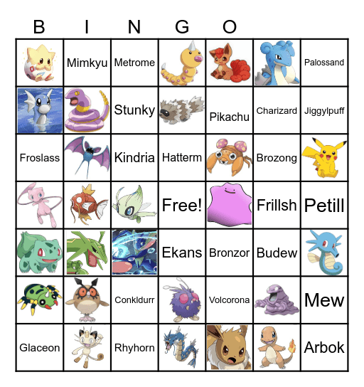 Pokemon Bingo Card