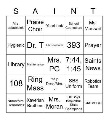 Student First and Last Name:______________ Bingo Card