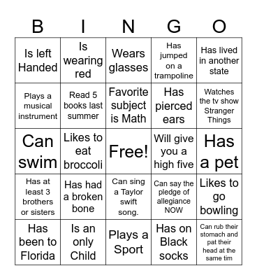 People BINGO Card