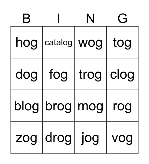 og family bingo Card