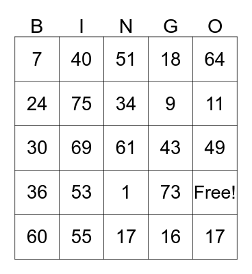GRECO Bingo Card