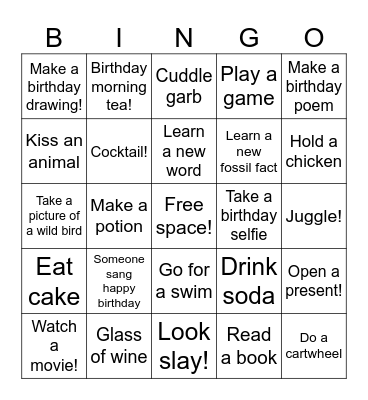 Maya’s birthday bingo! Bingo Card