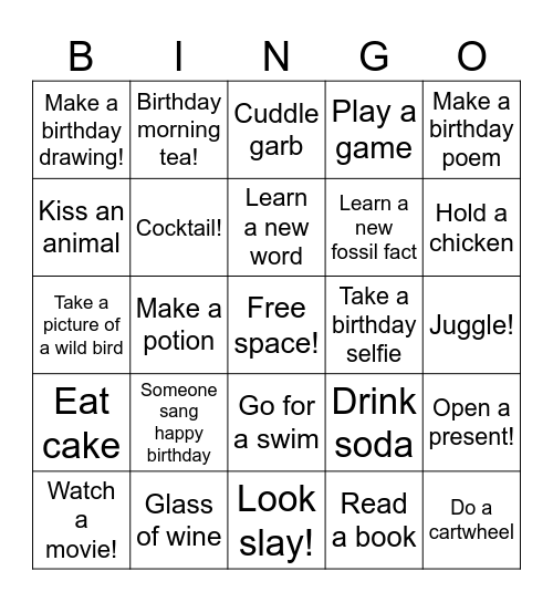 Maya’s birthday bingo! Bingo Card