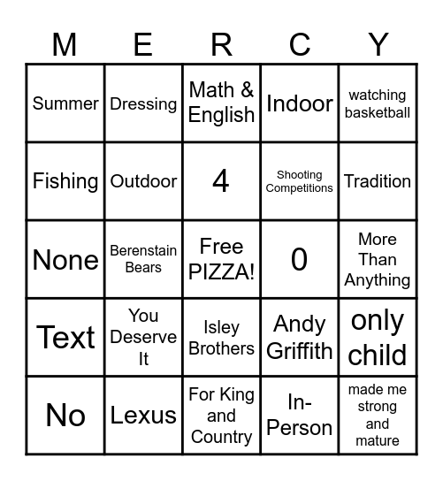 Pastor's Appreciation Bingo Card