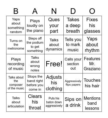 Band Bingo Card