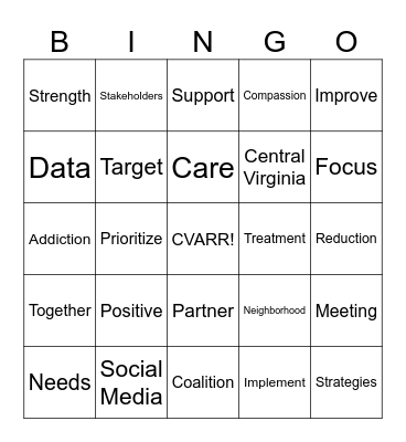 CVARR Strategic Planning Bingo Card