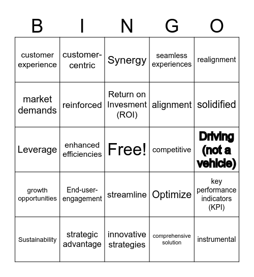 Corporate BINGO Card