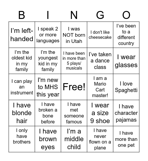 Find Someone Who...BINGO Card