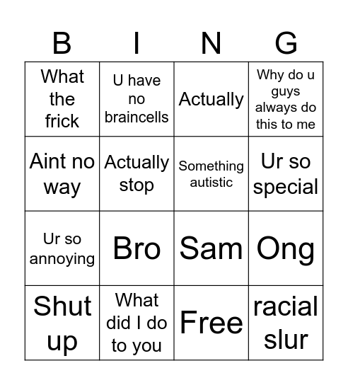 what max says Bingo Card