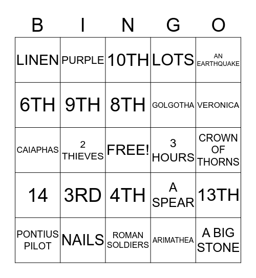 WAY OF THE CROSS Bingo Card