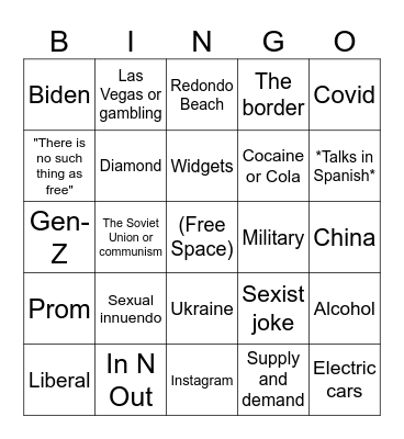 The Thune Bingo Card