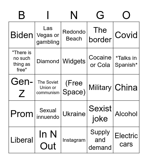 The Thune Bingo Card