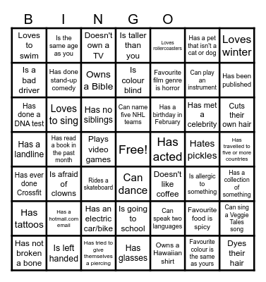 Find Someone Who... Bingo Card