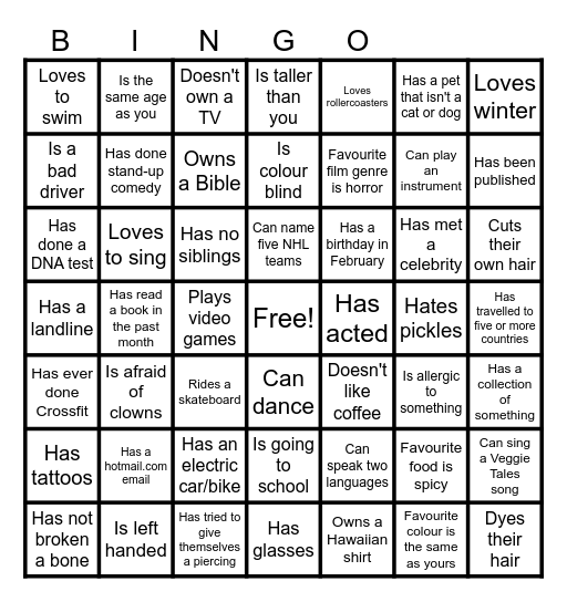 Find Someone Who... Bingo Card