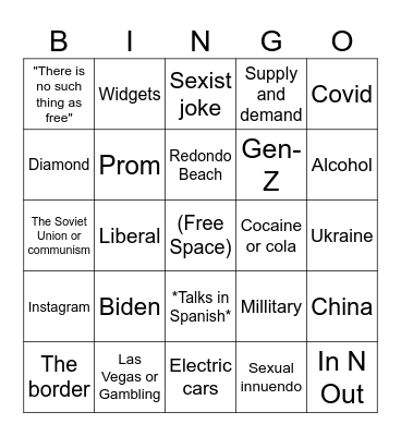 The Thune Bingo Card