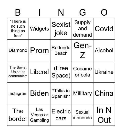 The Thune Bingo Card