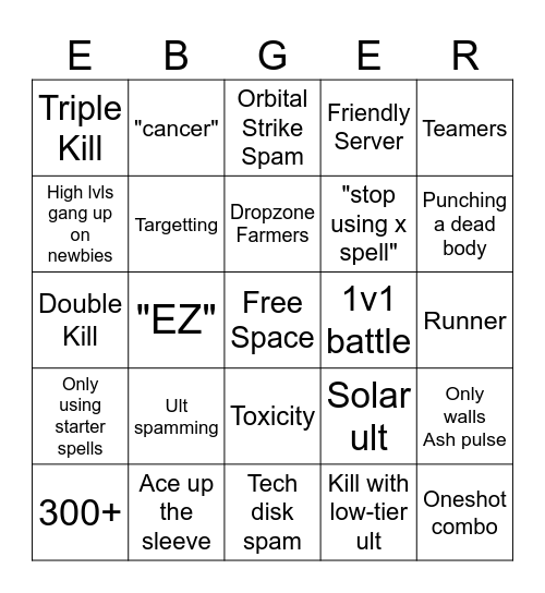 EBG Bingo Card