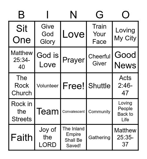 Outreach Bingo Card