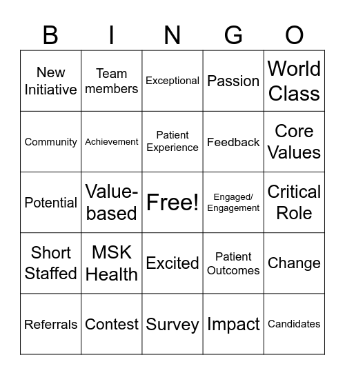 Town Hall Bingo Card