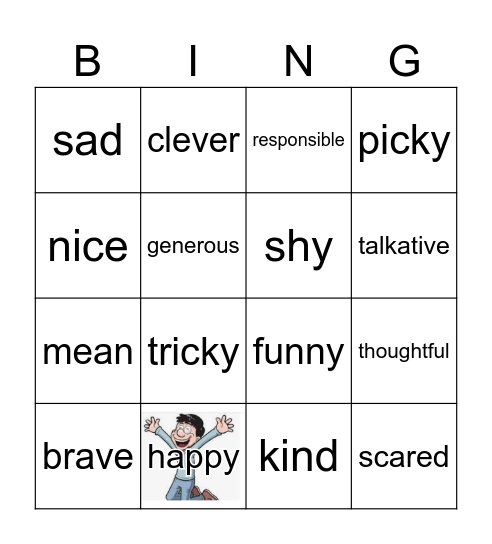 GR2 Character Traits Bingo Card