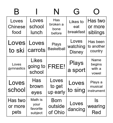 FUN FUN FUN ! Bingo Card