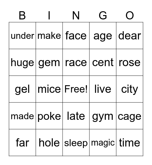 ECRI Bingo Card