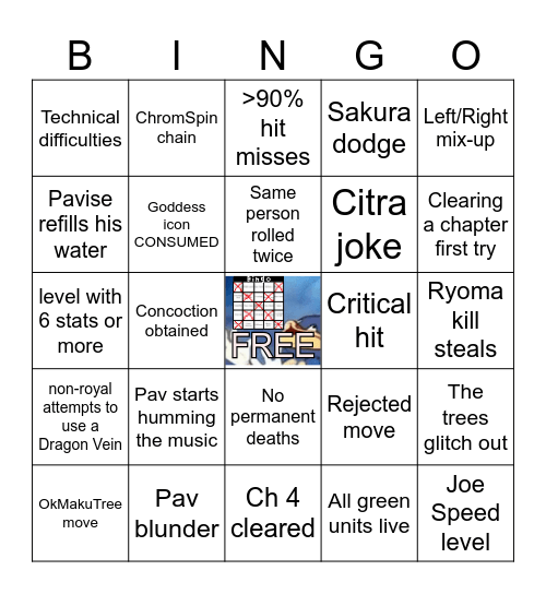 Youtube Plays Fire Emblem Fates: Chapter 4 Bingo Rematch Bingo Card