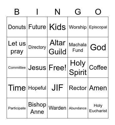 St. Andrew's Annual Meeting 2024 Bingo Card