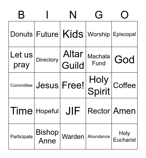 St. Andrew's Annual Meeting 2024 Bingo Card