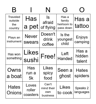 FIND SOMEONE WHO Bingo Card