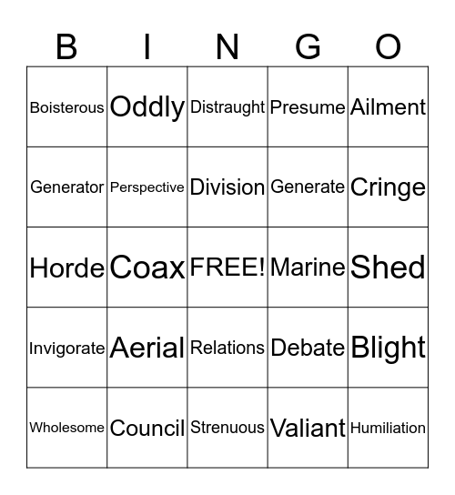 Spelling words chapter 9-10 Bingo Card