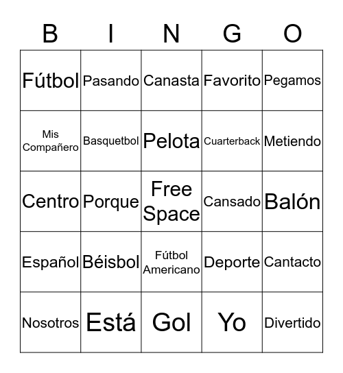 Deportes  Bingo Card