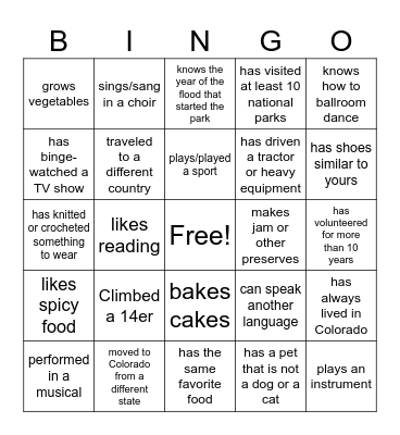 Find Someone Who Bingo Card
