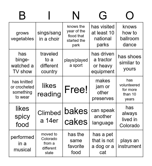 Find Someone Who Bingo Card