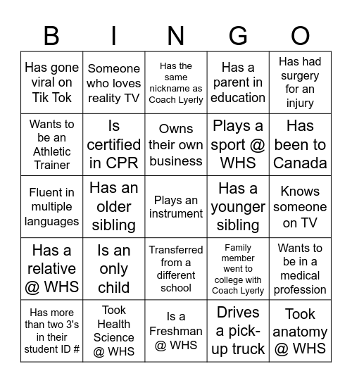 SMI- GET TO KNOW B-I-N-G-O Bingo Card