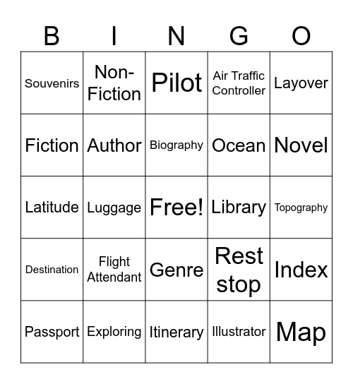 PARP 2024 - Library Travel Bingo Card