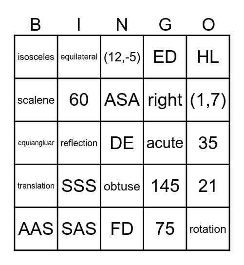 Chapter 4 BINGO Card