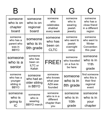 People Bingo! Bingo Card