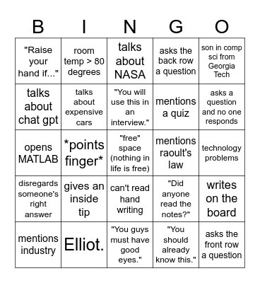 CME 420 Bingo Card