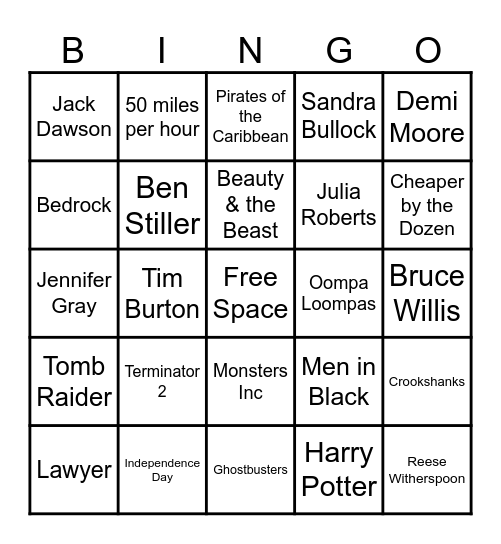 Gateway Lofts Movie Trivia Bingo Card