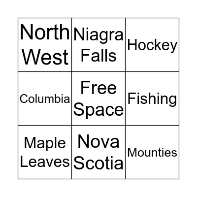 Canadian Bingo Card