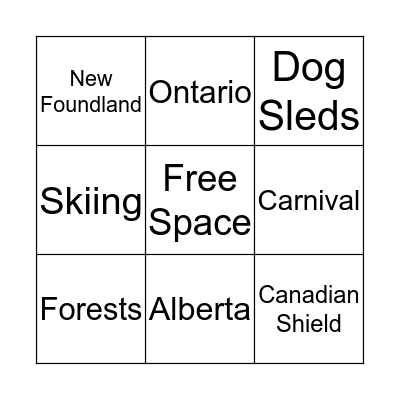 Canadian Bingo Card