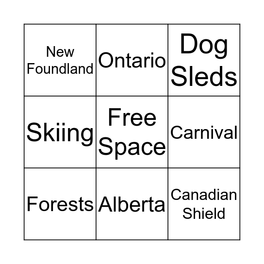 Canadian Bingo Card