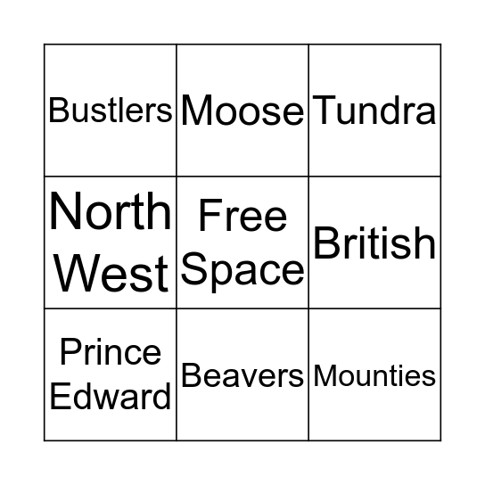 Canadian Bingo Card